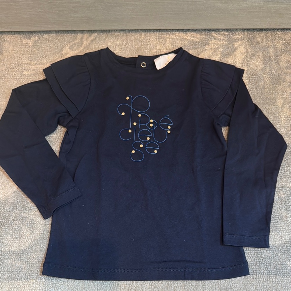 Jacadi Navy Blue Kids Long Sleeve Shirt- 4T